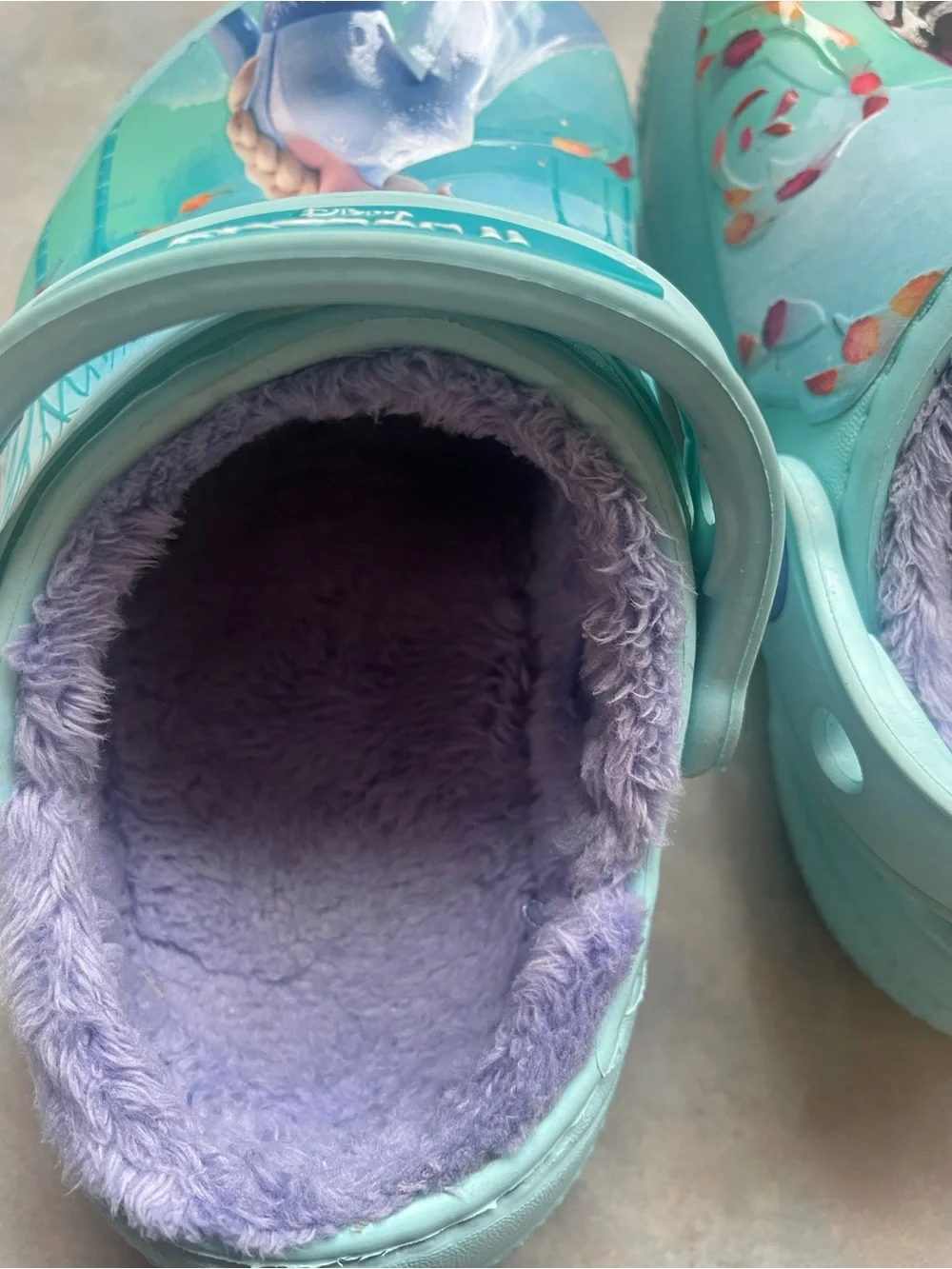 CROCS Kids Light Blue Frozen Character Fuzzy-Lined Clogs